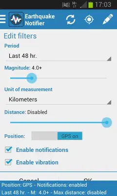 Earthquake Notifier android App screenshot 2