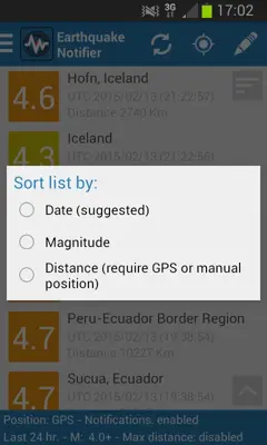 Earthquake Notifier android App screenshot 4