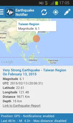 Earthquake Notifier android App screenshot 5