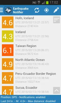 Earthquake Notifier android App screenshot 6